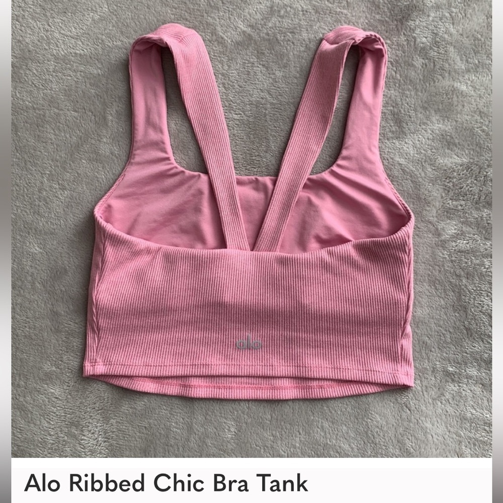 ALO Yoga Pink Ribbed Sports Bra